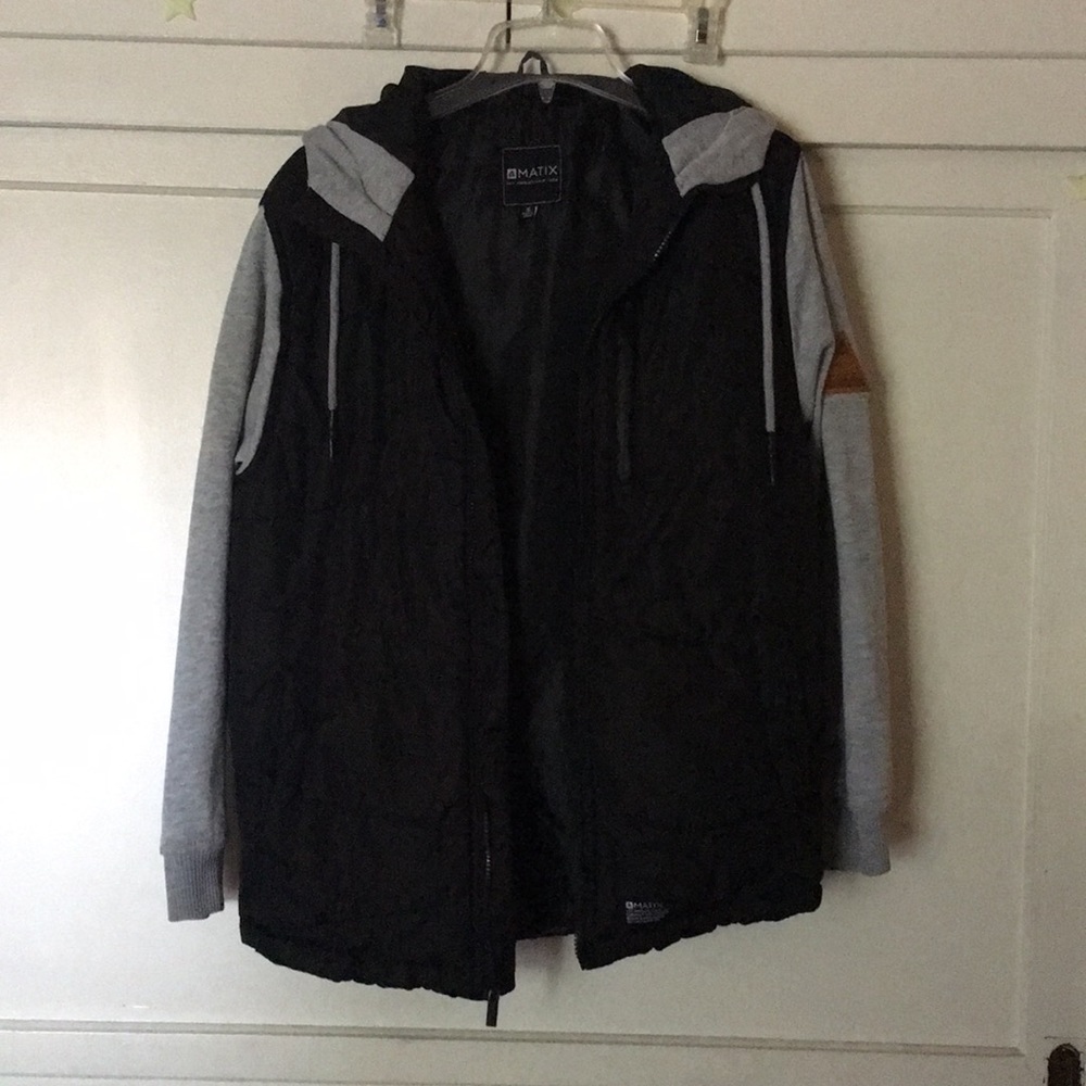 Matix Black and Gray Hooded Jacket